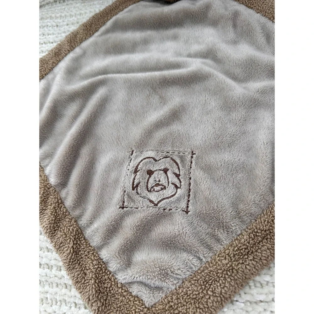 Unipak Lion‎ Baby Security Blanket Lovey Tan Brown Plush Sherpa Trim 14